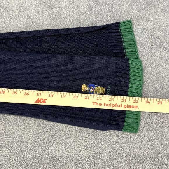Polo Ralph Lauren Hat & Scarf Teddy Bear Navy Blue Green knit Cotton 8-20 Youth - Picture 12 of 15